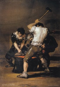 The painting THE FORGE (La fragua) by Spanish painter GOYA.